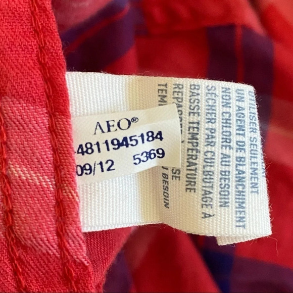 American Eagle Snap Button Down Plaid Shirt Size M - Picture 8 of 9